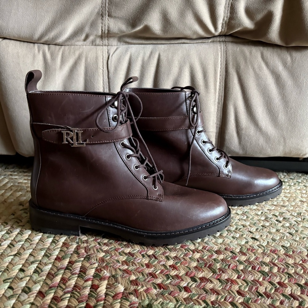 Ralph Lauren Dark Brown Leather Ankle Boots